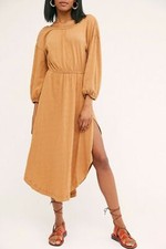 Free People Seasons in The Sea Midi Dress, Brown, Small, RRP $88
