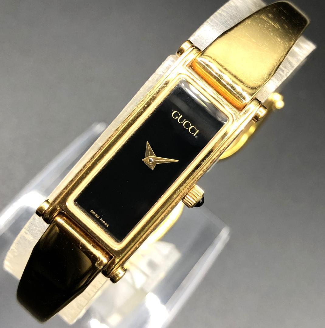 GUCCI 1500 Gold Bracelet & Black Dial Women's Quartz Watch GUCCI 1500 Gold Bracelet & Black Dial Women's Quartz Watch