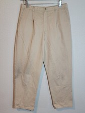 eddie bauer khakis pants womens size 14 regular tapered high rise pleated front
