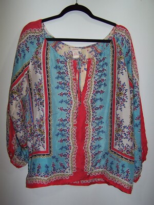 Sundance, Johnny Was Oversized Boho Blouse, 100% Silk Size Small Can Fit (M/L)