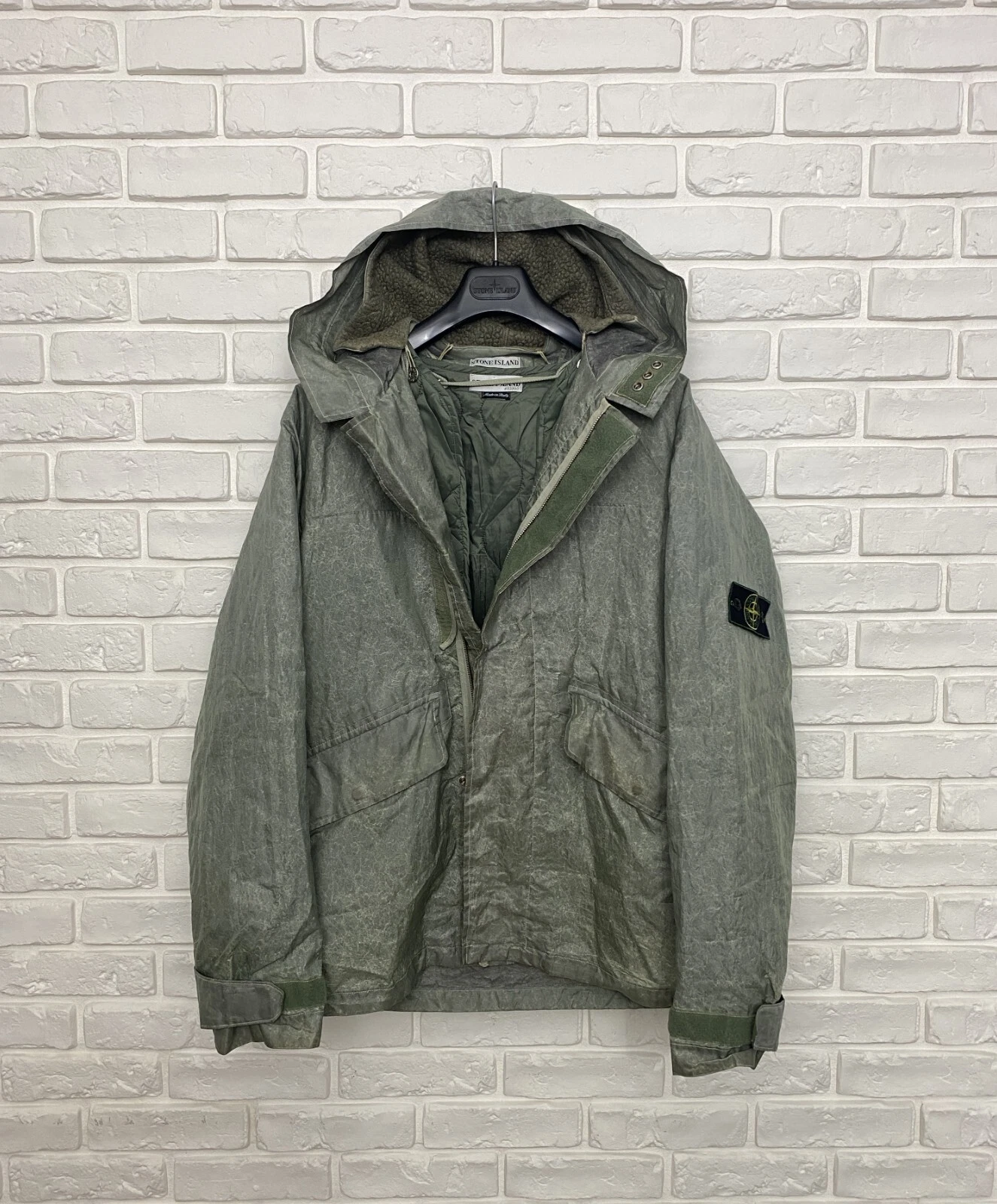 Giacca Stone Island Vintage 2001 Laminato Tessitura Nylon Fodera Isolata Taglia L