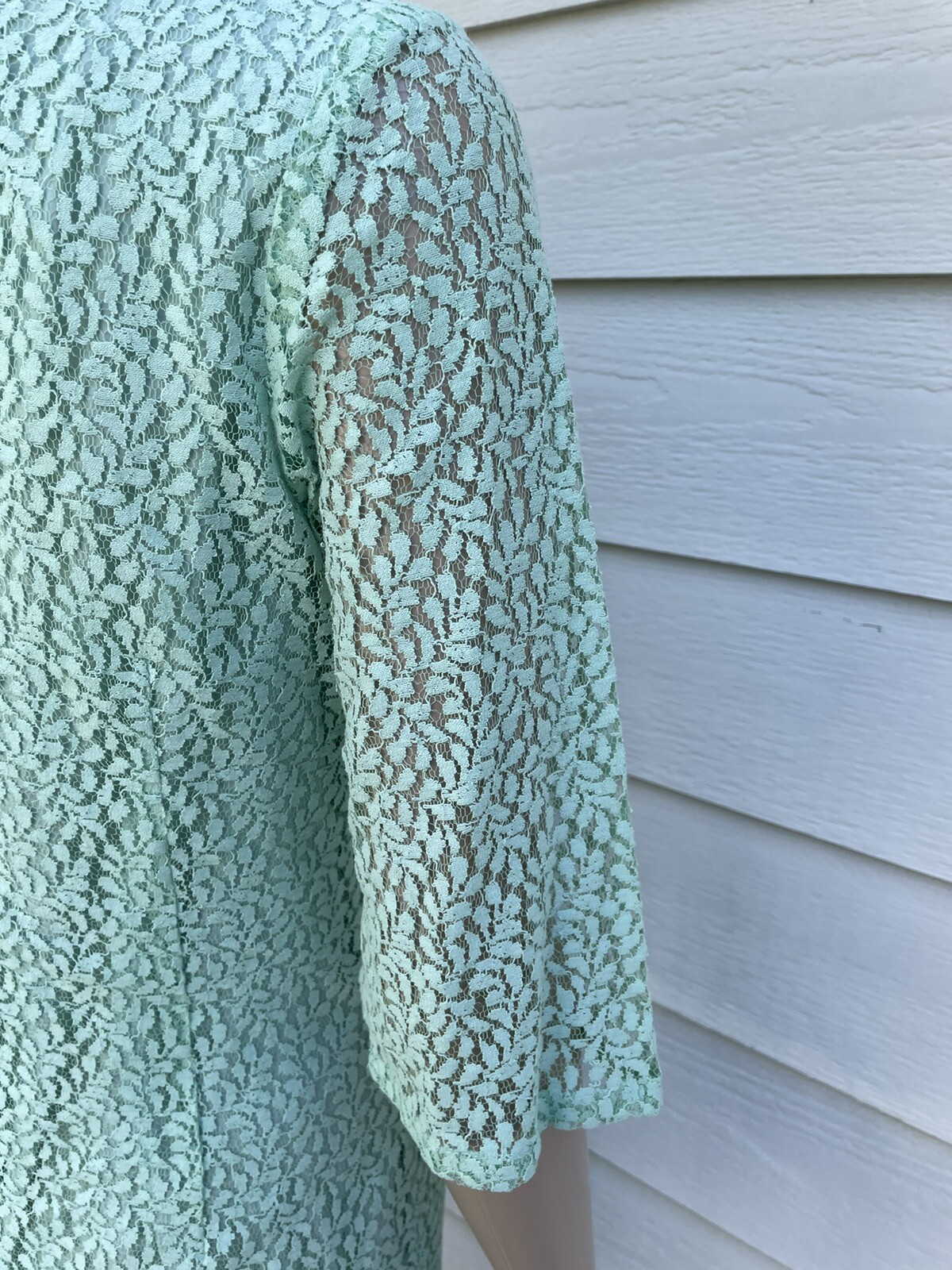 Pendleton 8P Mint Green Leaf Lace Overlay Cotton … - image 8