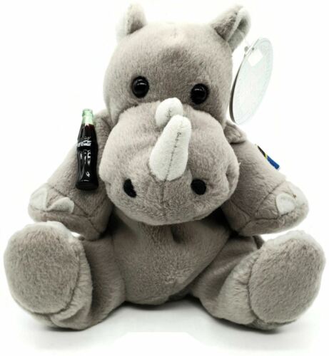 Coca-Cola Rhiny Tanzania Black Rhinoceros Bean Bag Plush Stuffed Animal #0232