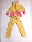 Vintage Barbie Yellow Pink Jacket Pant Set Fur Collar
