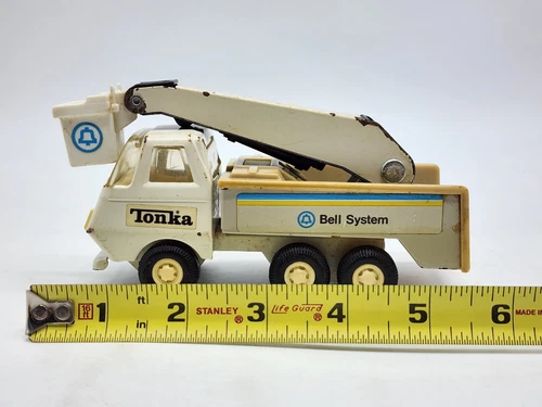 Vintage Tiny Tonka Bell System Telephone Truck Bucket Mini Boom Steel Preowned