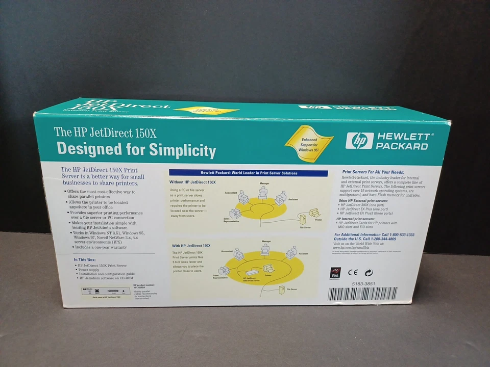 New Vintage HP 150X Ethernet JetDirect Printer External Print Server - Image 3 of 4