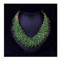 Comfortable Green Bib Choker Statement Necklace Gold Plated Chain Pendants Comfortable Green Bib Choker Statement Necklace Gold Plated Chain Pendants