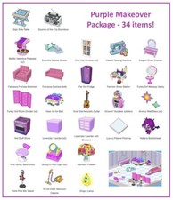 Webkinz Classic Estore Purple Makeover Package Room all 34 items pictured Code