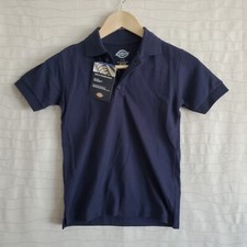 Dickies Kids Pique Polo Short Sleeve Navy Blue Easy Care Uniform Size L 7 NEW