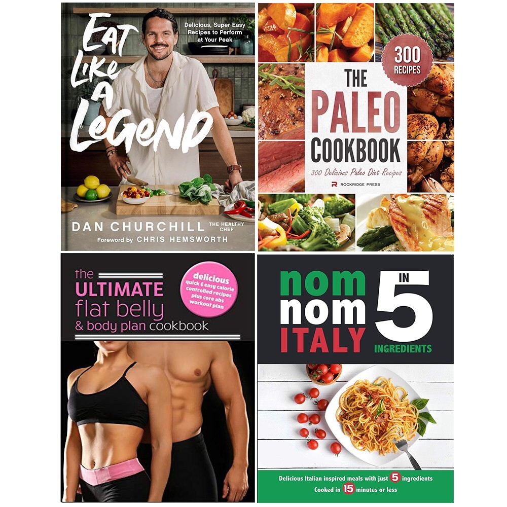 Eat Like a Legend (HB),Nom Nom Italy,Ultimate Flat Belly Body,Paleo Cook 4 Books