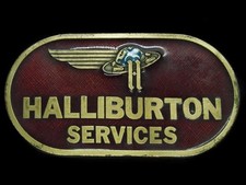 TA11171 VINTAGE 1977 **HALLIBURTON SERVICES** OILFIELD ADVERTISEMENT BELT BUCKLE