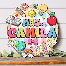 Custom Teacher Door Wooden Sign with Rope
