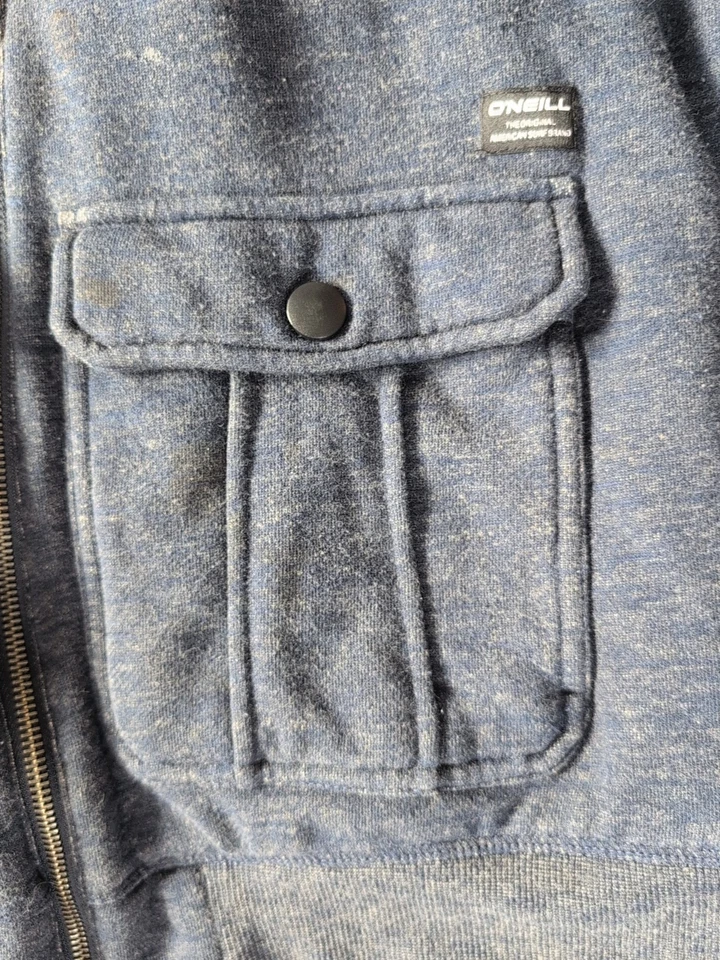 Chaqueta O'Neil Para Hombre M Sherpa Polar Sudadera con Capucha Azul Marino Cremallera Completa Surf Patinador Bolsillos De Colección Foto 3 de 4