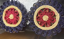 Vintage Wicker Straw Kitchen Trivet Set Hot Pot Pad Choice Of Design