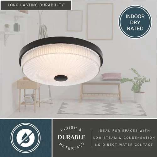 Vaxcel Lighting C0324 Preston 13"W LED Flush Mount Drum Ceiling - Black - Picture 8 of 12