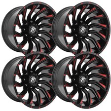 Set-4 Xf Off-road Xf-224 22x12 Blank -44mm Black Red Wheels Rims 22 Inch