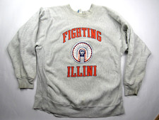 Vtg 80s 90s Fighting Illini Reverse Weave Sweatshirt USA XXL University Illinois