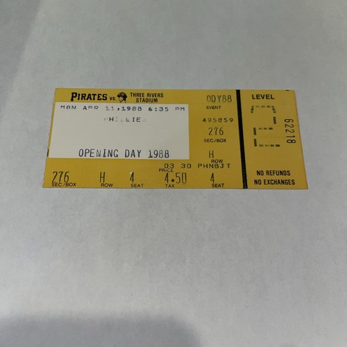 Pittsburgh Pirates April 11 1988 Game Ticket Stub  Barry Bonds Homerun - Picture 1 of 2