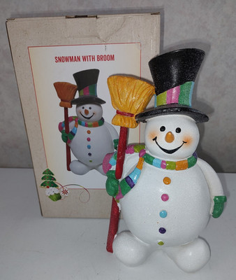 Cracker Barrel Snowman with Broom Figure Winter Holidays Approx. 15'' Tall Used