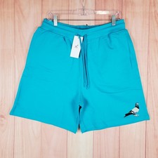 Staple Sweat Shorts Men XL Aqua French Terry Lined Cotton Embroidery Pigeon