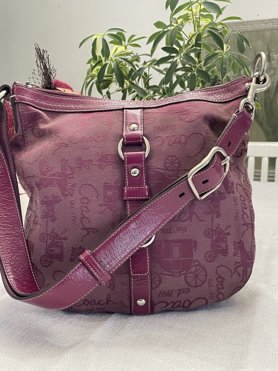 バッグ COACH Horse and Carriage Shoulder Bag COACH Chelsea Vintage Horse & Carriage Purple Shoulder Bag | eBay