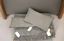 SALE ZARA HOME: Grey Blanket and 2 matching Textile Cushions with Inserts NWT.