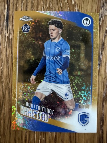 2025-26 Topps Chrome UEFA Club Competitions Konstantinos Karetsas RC Gold /50