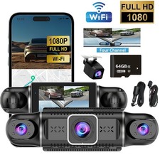 Dash Cam 4 Channel 360&deg; Front Rear Inside DashCam, FHD 1080P Car 4K Camera 64GB