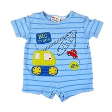 Vintage 100 Cotton Baby Infant One Piece Jumpsuit Light Blue 3-6M 3 Mos 6 Mos