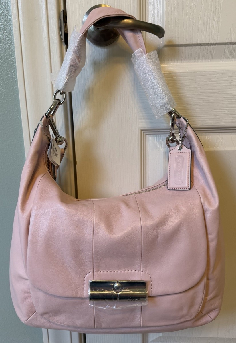 Coach 16787 PALE PINK ZIP Top Convertible Large Leather Hobo Bag 