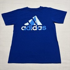 Men s Adidas Big Logo The Go-To Tee T-Shirt Blue Size Medium Cotton