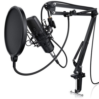 CSL XLR Kondensatormikrofon mit Mikrofonarm PC Mikrofon Set Studiomikrofon