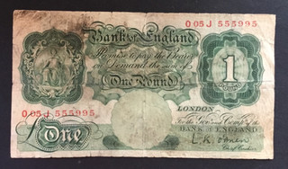 Banknote Of England One Pound LK. O’Brien. O05J. Circulated Condition.