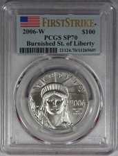 2006-W $100 Burnished Platinum American Eagle Statue of Liberty 1 oz PCGS SP70 3599.95 per troy oz