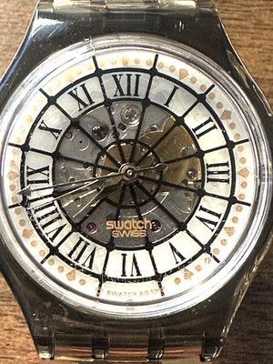 Swatch vintage ''Marechal'' NIB, crystal case has a few scratches near ''VI''