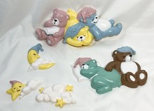 Burwood Pastel Bears Vintage Wall Plaques Moons, Stars