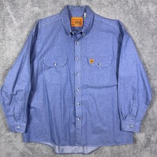Wrangler FR Riggs Workwear Shirt Mens 2XL XXL 8.1 ATPV HRC2 Denim Canvas Utility