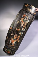 47.2"Old Dynasty Wood Painting Gold Dragon Beast Guzheng Musical Instrument