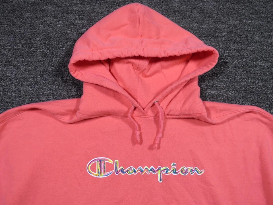 Champion Sudadera con Capucha Mujer XL Rosa Pullover Bordado Deletrear Logo Foto 2 de 4