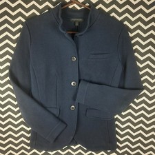 Banana Republic Navy Blue Knit Blazer Stand Collar Cotton Blend Jacket XS