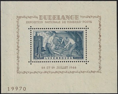 1946 Luxemburg Bogen Philatelistische Ausstellung von Dudelange mic 6 postfrisch **