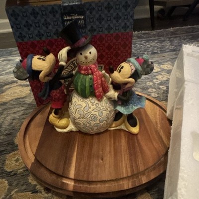 Jim Shore Disney Mickey Mouse & Minnie Mouse Snowman Figurine, 8'' Height