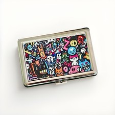 Zigarettenetui Metall Etui mit buntem Graffiti Dekor | Zigaretten Box für 16 St