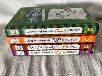 LOT OF 4 DIARY OF A WIMPY KID  BOOKS BY JEFF KINNEY