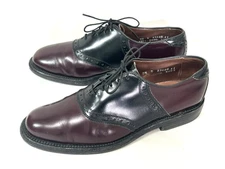 Allen Edmonds Polo Burgundy Black Saddle Leather Oxfords Dress Shoes Men's 7.5 D