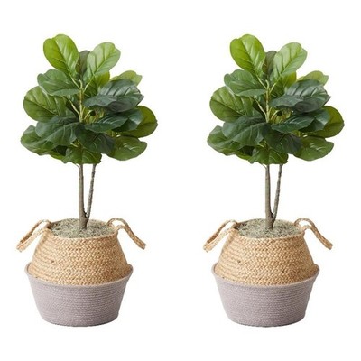 Nearly Natural 3ft Fiddle Leaf Fig Tree w/ Cotton & Jute Woven Planter DIY Kit