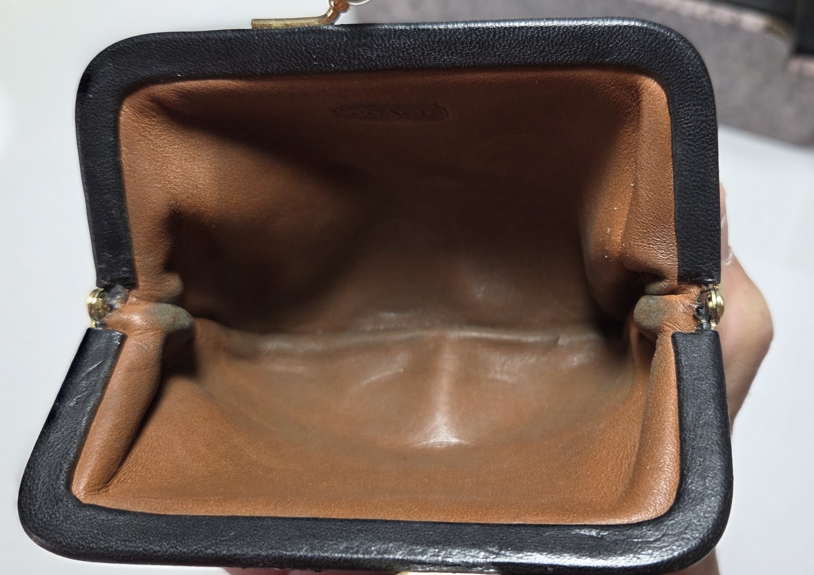 Vintage Coach Kiss Lock Coin Purse Pouch Wallet Black… - Gem