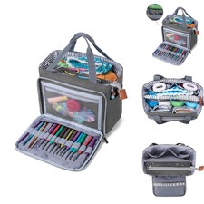 Portable Crochet Tote in Gray - Organize Yarn, Hooks, and Projects Effortlessly