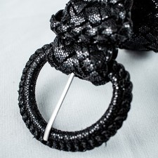 1980's Vintage Black Glitter Sparkelling Shiny Weaved Women Belt Size M, L
