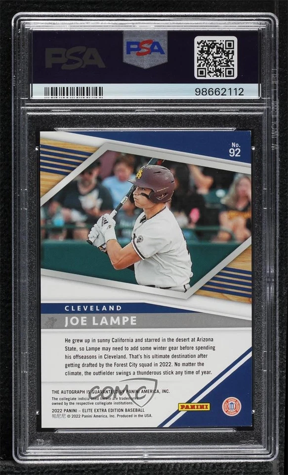 2022 Panini Elite Extra Edition Red Signatures /5 Joe Lampe #92 PSA 8 Auto - Image 2 of 2